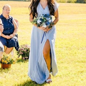 Azazie dusty blue bridesmaids dress size a2 women